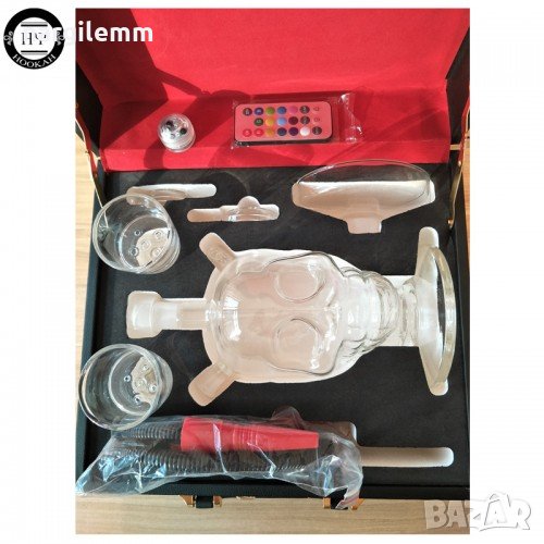 Наргиле ММ31, череп, стъко, куфър, снимка 1