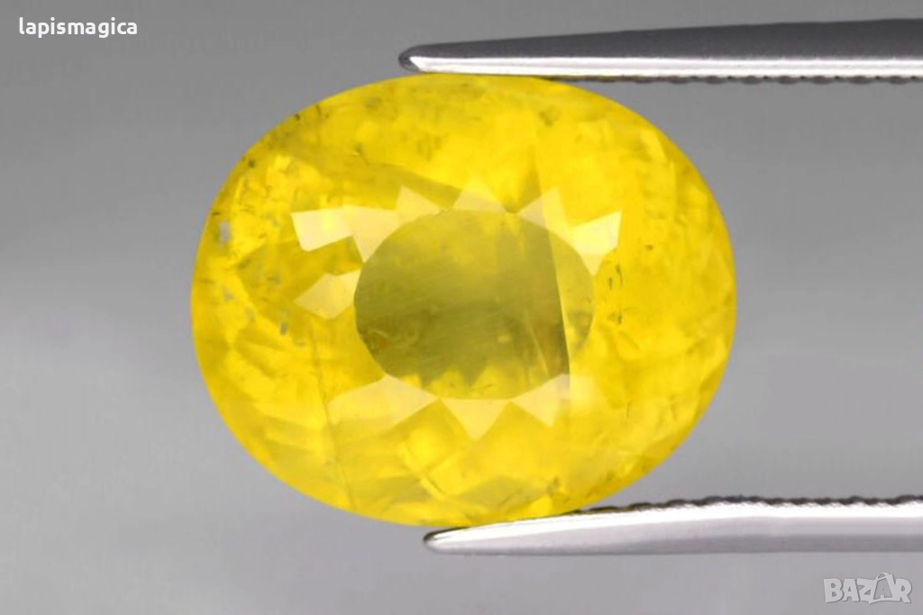 ЕЕстествен жълт апатит 7.2ct 12.7x10.7mm овална шлифовка, снимка 1