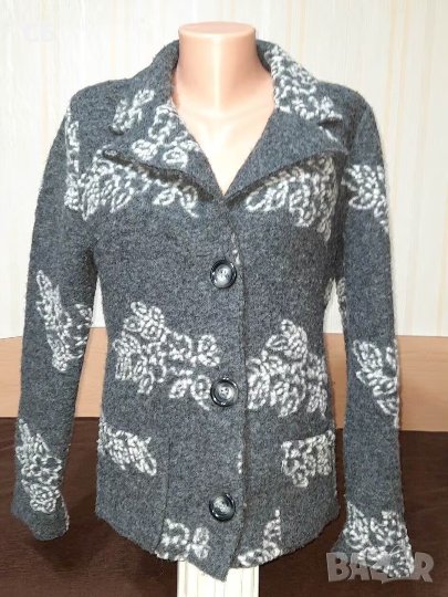 Вълнено дамско сако с бродирани цветя, снимка 1