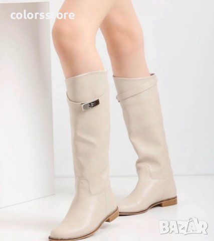 Равни ботуши - бежова кожа - НS22