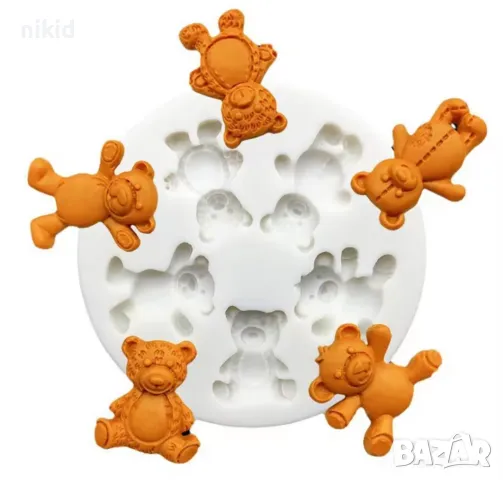 5 малки мечета мече силиконов молд форма фондан декор торта бисквитки , снимка 2 - Форми - 48033230