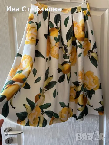 Dorothy Perkins нова елегантна разкошна пола свеж лимонен принт лимони лимон , снимка 3 - Поли - 50150948