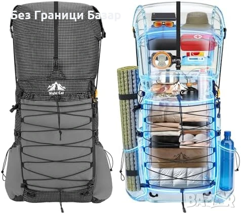 Нова Ултралека туристическа раница 70L водоустойчива за планина туризъм, снимка 2 - Раници - 54347305