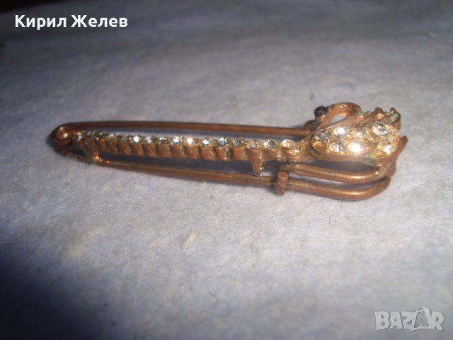 СТАРА КРИСТАЛНА МЕСИНГОВА РЕТРО ИГЛА БРОШКА ФИГУРАЛНО УКРАШЕНИЕ - ЛЕБЕД 29045, снимка 7 - Антикварни и старинни предмети - 37620106