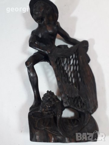 Дърворезба рибар статуетка от абанос    5/3, снимка 3 - Декорация за дома - 34472311