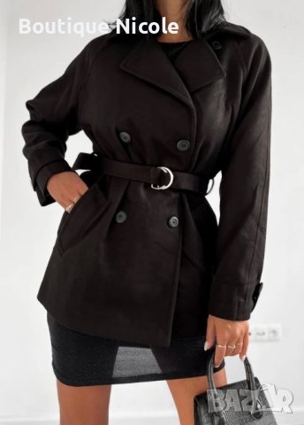 Велурено палто в черно  , снимка 4 - Палта, манта - 41859149