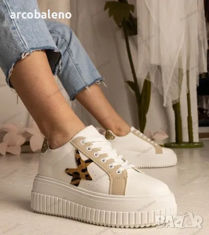 Дамски ниски кецове, украсени с брокат и звезда Taleda, 2цвята , снимка 3 - Кецове - 49556404