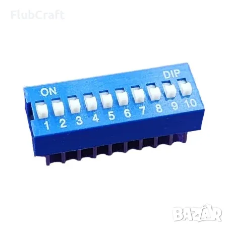 Микропревключвател DIP плъзгач, 10 секции, 0.05A/12VDC, ON-OFF, THT