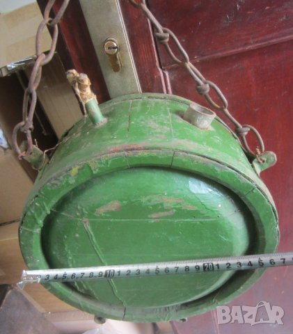 Зелено буре бъкел с дръжка от синджир, снимка 6 - Антикварни и старинни предмети - 29120942