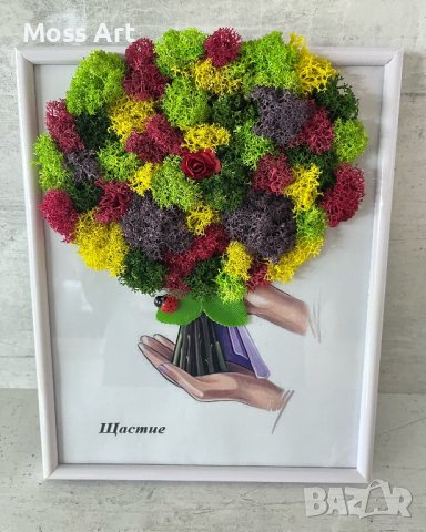 Рамка с естествен скандинавски мъх, снимка 2 - Картини - 40014587