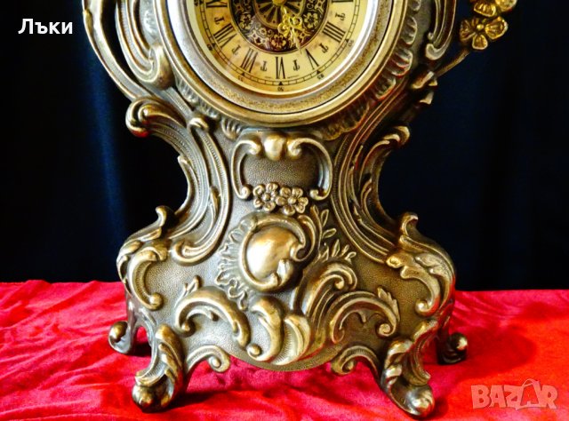 Бронзов механичен каминен часовник,барок. , снимка 11 - Антикварни и старинни предмети - 31446709
