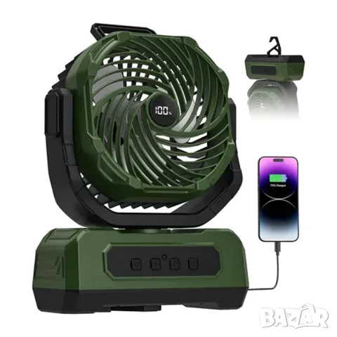 Акумулаторен вентилатор с дистанционно RGB осветление и таймер, снимка 2 - Аксесоари и консумативи - 55865406