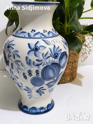 Руски порцелан Ваза Гжель , снимка 2 - Вази - 51839873