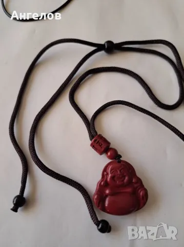 Висулки Буда от цинабар и слонче от оникс, снимка 5 - Колиета, медальони, синджири - 49708552