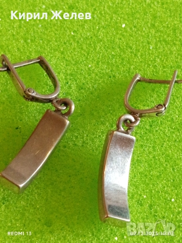 Луксозни сребърни обеци с розов опал красив стилен дизайн 40085, снимка 6 - Обеци - 52621839