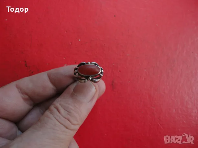 Сребърен пръстен с корнеол 835