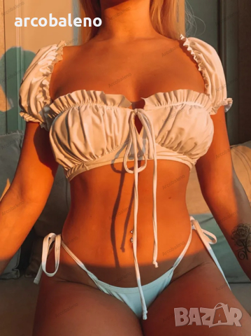 Дамски цял бански костюм с ръкави и презрамки, 6цвята , снимка 9 - Бански костюми - 44575381