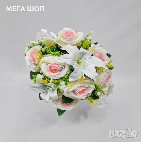 Елегантна колекция от изкуствени букети с лилии и рози, снимка 4 - Изкуствени цветя - 50332501