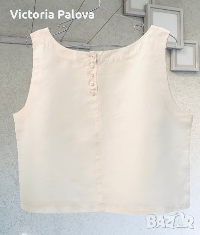 Потник/топ  кроп 100% коприна, екрю, снимка 7 - Потници - 42505002