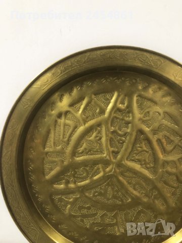 стар, месинг, поднос, плато, ориенталски стил, Мароко, антика, ръчна изработка, ислям, снимка 5 - Антикварни и старинни предмети - 42877351