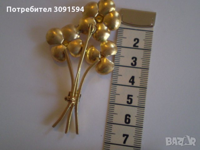 старина дамска брошка ЦВЕТА ОТ МЕСИНГ, снимка 5 - Антикварни и старинни предмети - 35203308