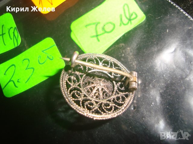 УНИКАЛНА ФИНА ИЗРАБОТКА ФИЛИГРАН с ГРАНУЛАЦИЯ СРЕБЪРНА АРТ ДЕКО БРОШКА СТАРО БИЖУ 17075, снимка 11 - Антикварни и старинни предмети - 31196289