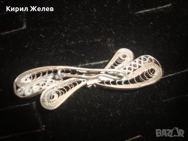 СТАРИННА ФИЛИГРАН СРЕБЪРНА БРОШКА ВИСОКА 950 ПРОБА СРЕБРО с ГРАНУЛАЦИЯ 3633, снимка 6 - Антикварни и старинни предмети - 30330411