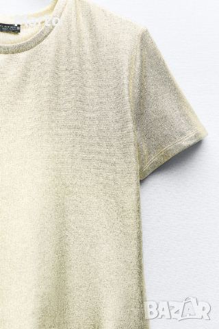 Дамска  Златна Тениска ZARA, снимка 3 - Тениски - 44798183