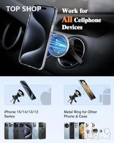 Нов Магнитен държач за телефон за кола Volport за всички вентилационни отвори, снимка 5 - Селфи стикове, аксесоари - 49657388