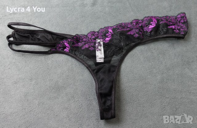 Besired XL черна тюлена прашка с ластици странично и лилава бродерия