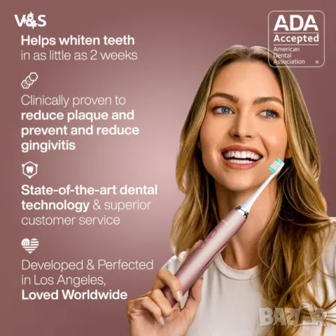Електрическа четка за зъби, одобрена от ADA – 8 глави за четки и куфар за пътуване – 40 000 VPM мото, снимка 3 - Други - 48911190