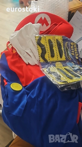 Костюм на Super Mario, за възрастни, 4 части, комплект за Марио съдържа гащеризон ключодържател, снимка 6 - Костюми - 52136218