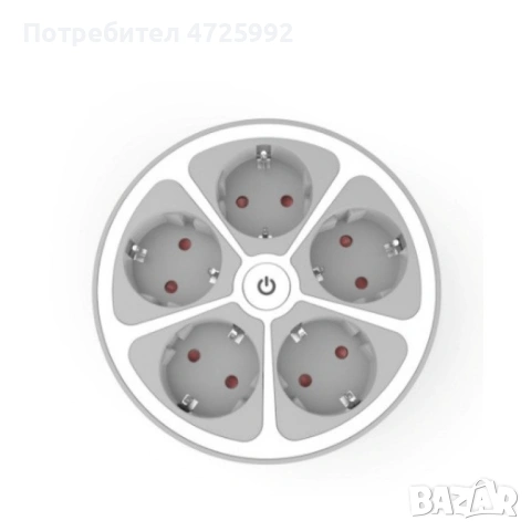 Кръгъл разклонител Muhler с ключ 5 гнезда, 1,5 метра, снимка 4 - Други стоки за дома - 53346499