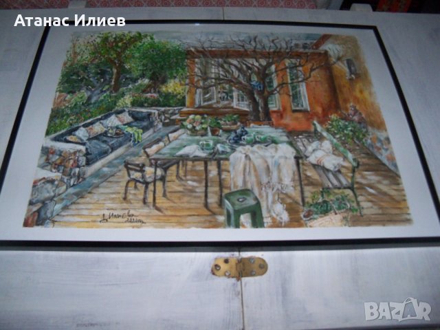 "Поглед към терасата" картина на худ. Десислава Илиева, снимка 3 - Картини - 29849070