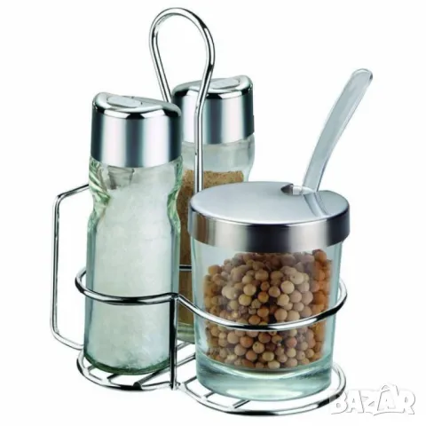 Комплект за маса Bohmann BH 7804, за сол, пипер и захар, поставка с място за салфетки, снимка 1