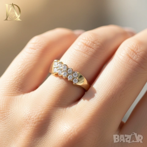 Нов Златен Пръстен с 0.50кт Естествени Брилянти , снимка 3 - Пръстени - 40343877