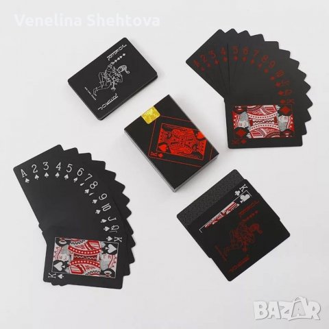 Черни PVC водоустойчиви карти за игра на покер Пластик , снимка 3 - Карти за игра - 29164630