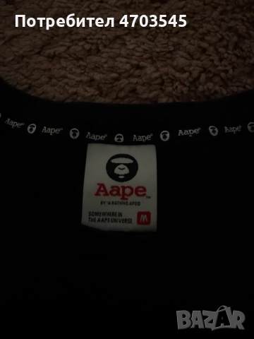 BAPE GOLD FOIL APE FACE LOGO TEE BLACK, снимка 2 - Блузи - 56213987