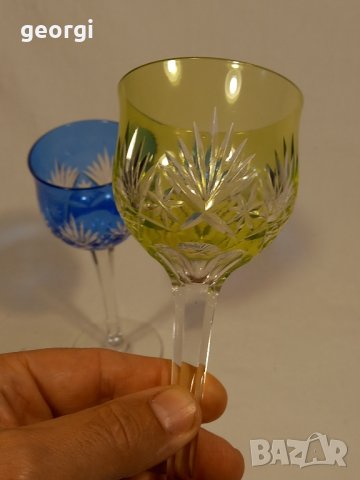 Две немски тънкостенни кристални чаши, снимка 4 - Чаши - 42899843