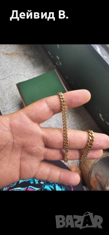 Позлатени с 14к злато гривна и верижка, снимка 2 - Колиета, медальони, синджири - 51668214