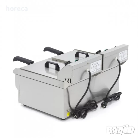 Фритюрник 2 x 10л - с кран 50°C до 200°C, снимка 2 - Обзавеждане на кухня - 50963146