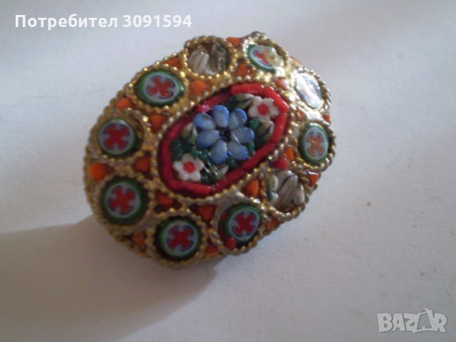  брошка венецианска мозайка, снимка 6 - Антикварни и старинни предмети - 35510309