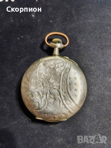 Швейцарски джобен часовник с посребрени капаци 1925г. - 10 РУБИНА, снимка 9 - Джобни - 49866321