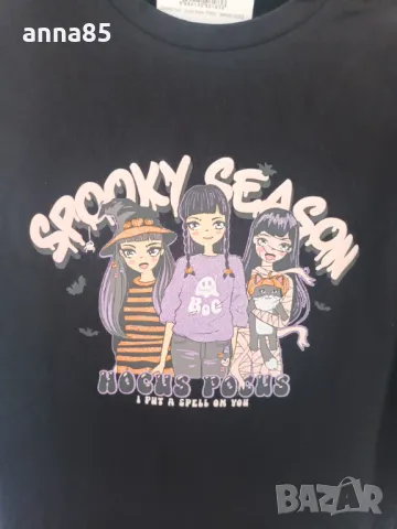 Черна блузка с три момиченца 116/122см, 122/128см, снимка 2 - Детски Блузи и туники - 48347983