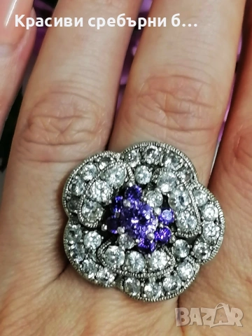 Стар, масивен сребърен пръстен с множество камъчета , снимка 3 - Пръстени - 53929768