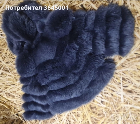 Луксозно яке от естествена кожа и гъст косъм от лисица ,с качулка / XS / цвят мастило , снимка 3 - Якета - 52458667