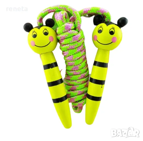 Въже за скачане  Животинки,  Дървена, Забавно, Многоцветен