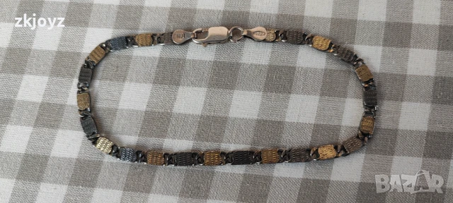 НОВА ИТАЛИАНСКА СРЕБЪРНА ГРИВНА с ПОЗЛАТА 5.70 ГРАМА/ ПРОБА 925