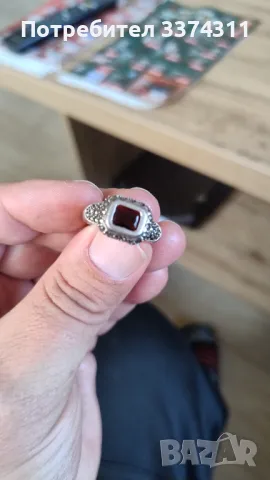 Сребърен пръстен с Натурален Прозрачен Гранат!!!