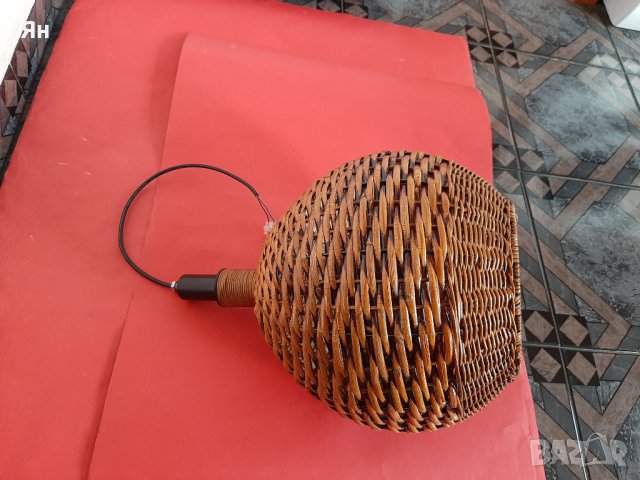 Плетена Висяща Лампа Полюлей с Лед крушка, снимка 4 - Лампи за таван - 44278283